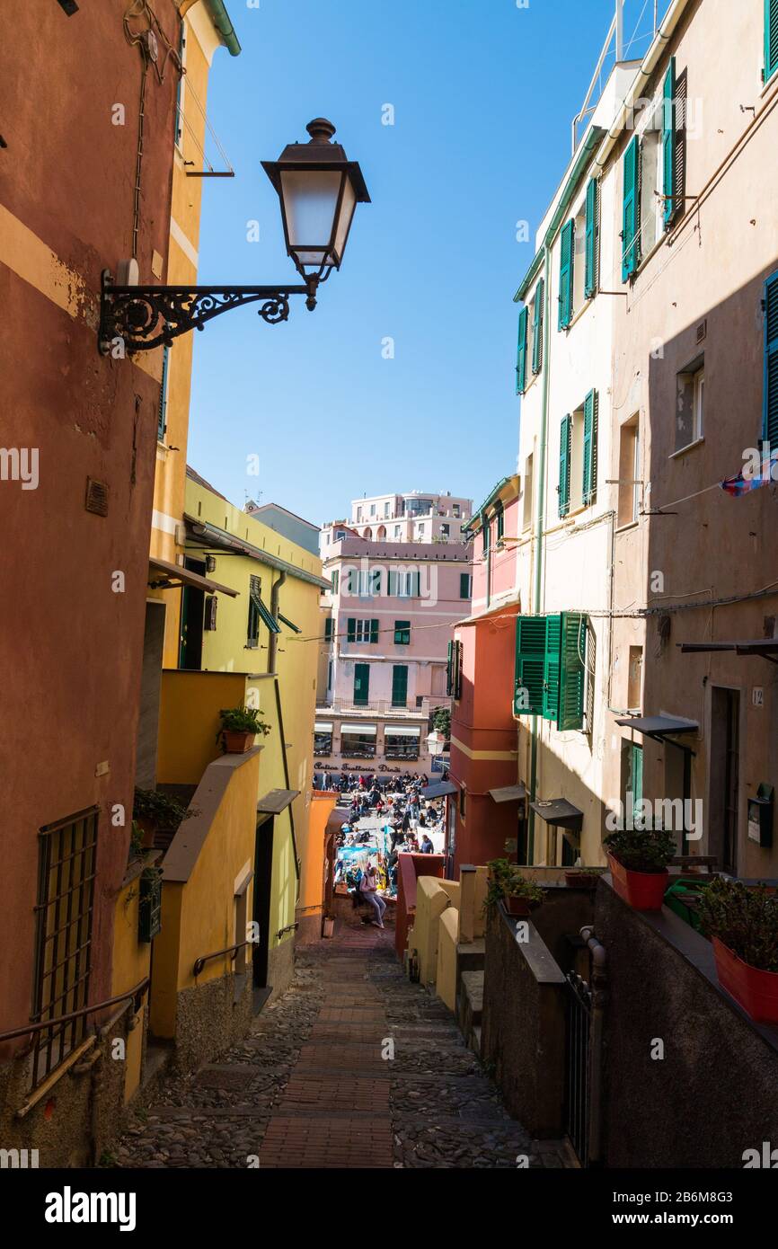 Glimpse of Genoa Boccadasse, Liguria, Ligurian Sea, Italy Stock Photo