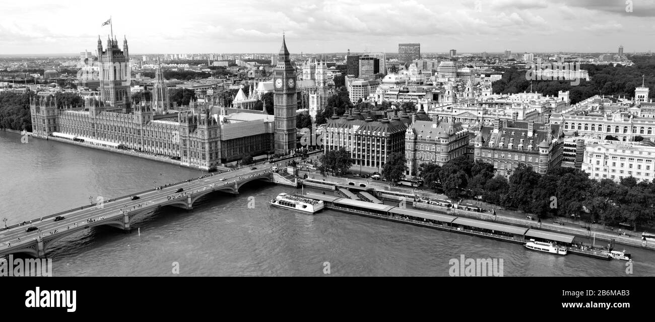 High angle view of a cityscape, Houses of Parliament, Thames River, City of Westminster, London, England Stock Photo