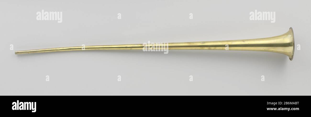 Fanfaretrompet wind Trumpet consisting of a thin slightly bent tube which  terminates in a wide cup with rim. The nozzle ontbreekt. Manufacturer :  musical instrument builder: anonymous location manufacture: Europe Dating:  ca.