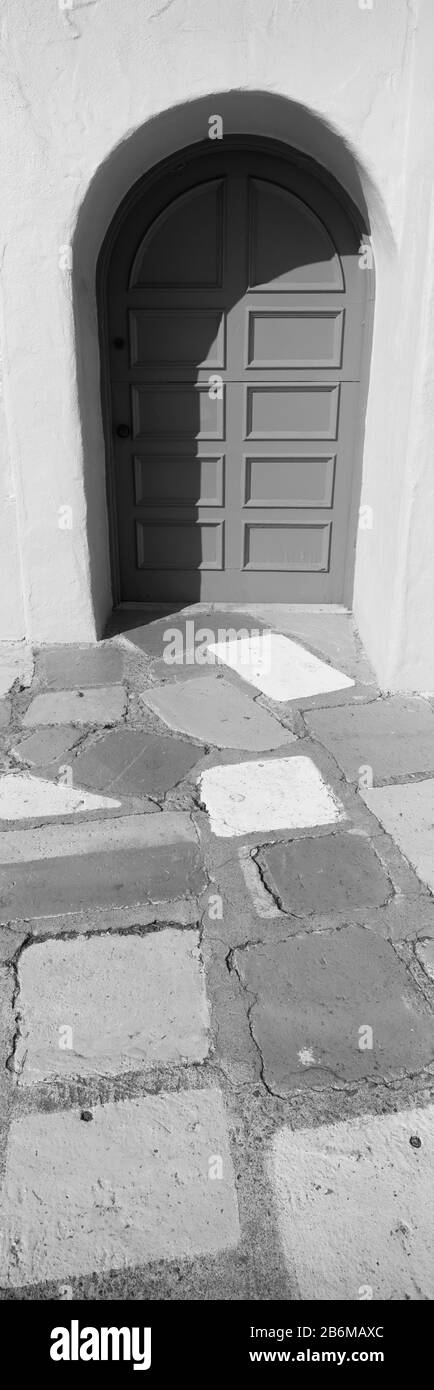 Multi-colored tiles in front of a door, Balboa Park, San Diego, California, USA Stock Photo