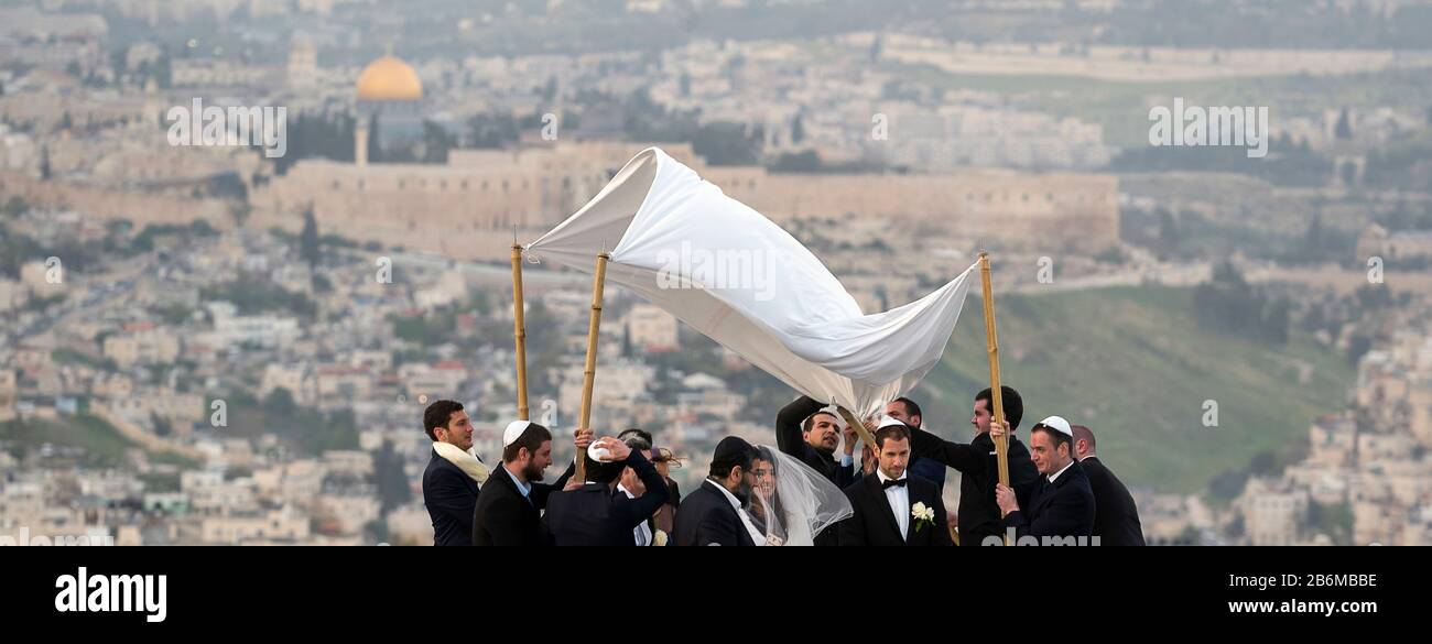 Wedding at Haas Promenade, Jerusalem, Israel Stock Photo