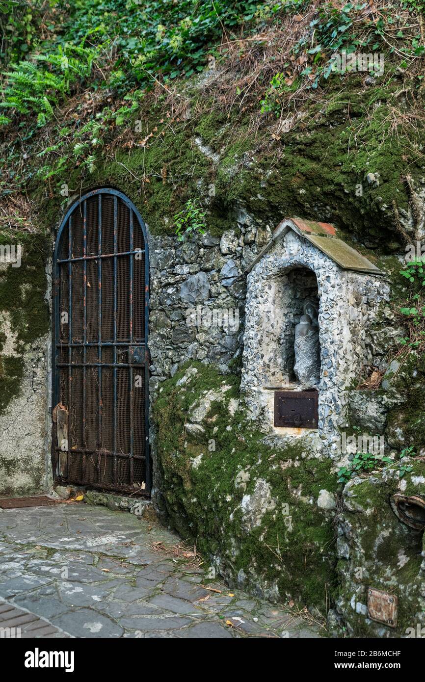 Rustic Marian shrine in the town of Portofino. Stock Photo