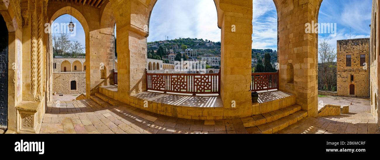Courtyard of a palace, Beiteddine Palace, Beit ed-Dine, Chouf District, Lebanon Stock Photo