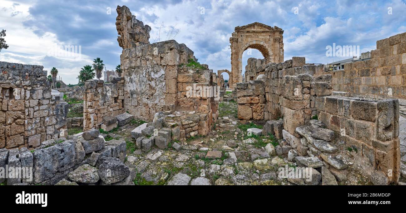 The Triumphal Arch of Tyre, Tyre, Lebanon Stock Photo