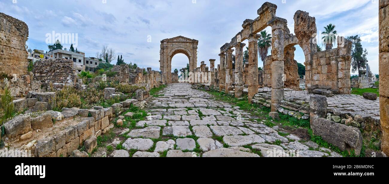 The Triumphal Arch of Tyre, Tyre, Lebanon Stock Photo
