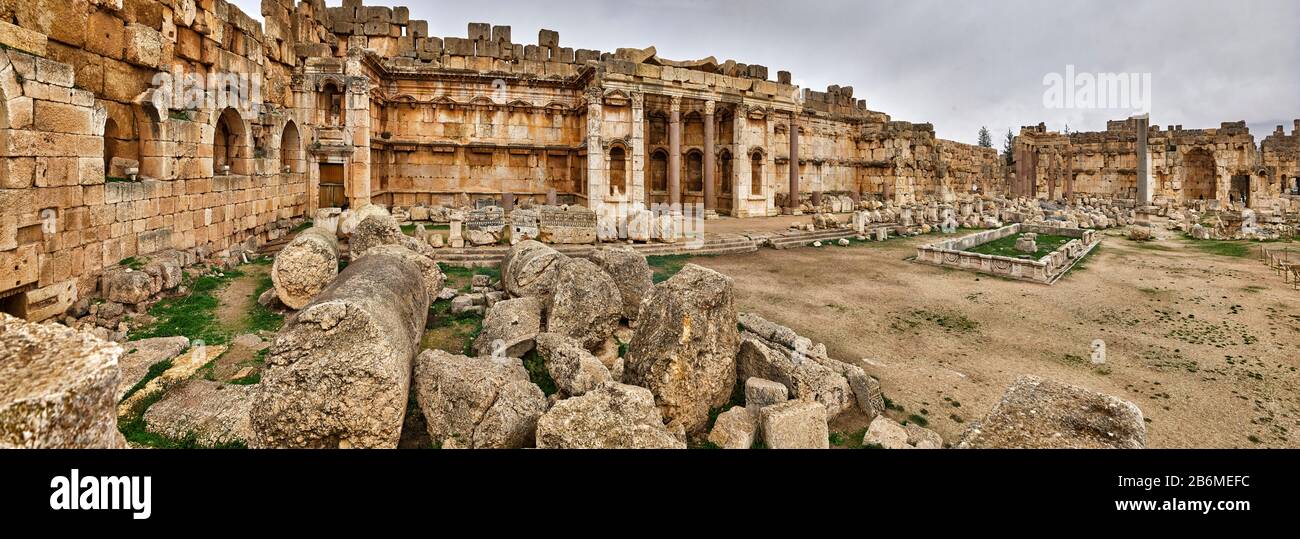 The Great Court of ancient Heliopolis's Temple, Baalbek, Lebanon Stock Photo