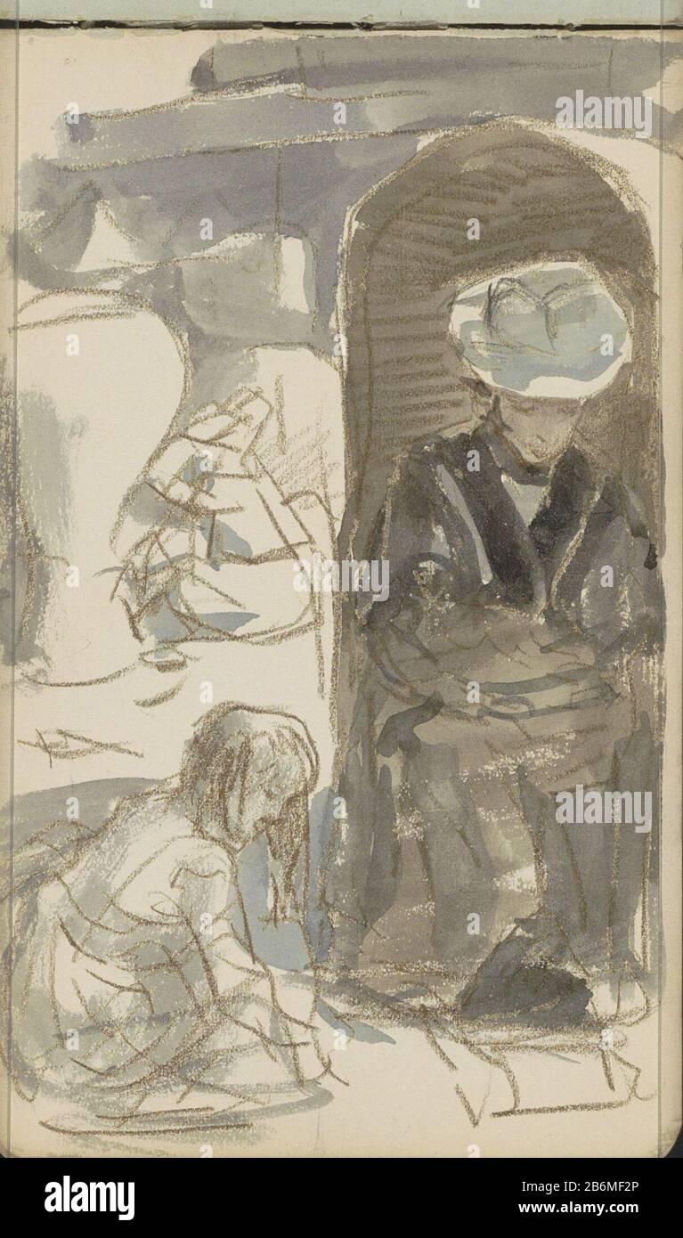 Figuren Op Het Strand In A Beach Chair Is A Woman She Wears A Hat