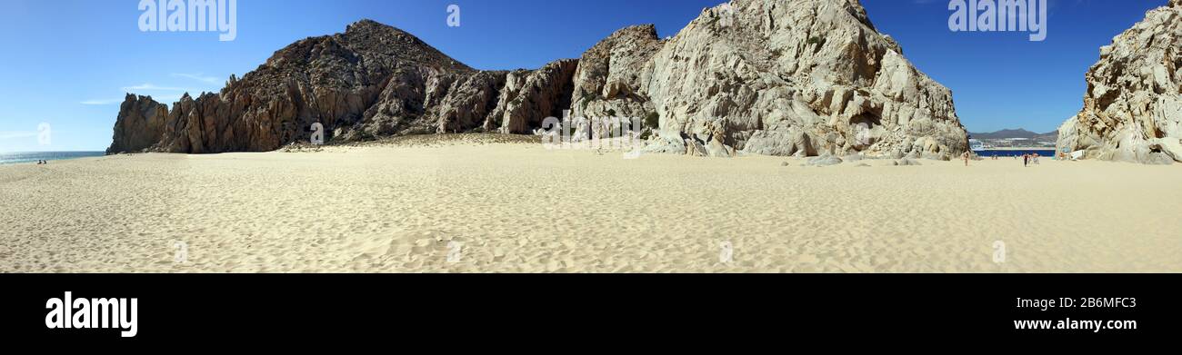 View of beach with rocks, Cabo San Lucas, Mexico Stock Photo