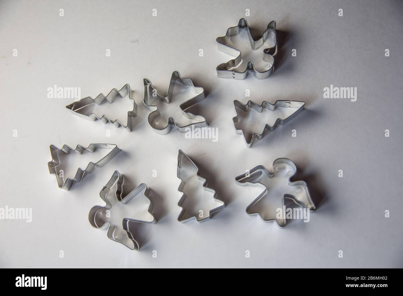 Silver Metallic Christmas Cookie Shapes Stock Photo Alamy