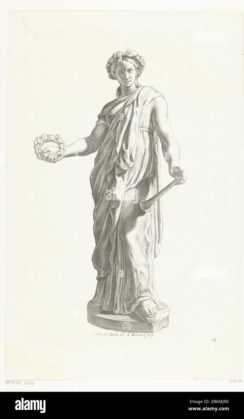 Flora Image Flora with a floral wreath on her head and in her hand. In her other hand she holds a flute. The image comes from the collection of Vincenzo Giustiniani, who ns weapon onto the base to see is. Manufacturer : printmaker Cornelis Bloemaert (II) (listed building) in drawing: Citosibio Giovanni Guidi (listed property) Place manufacture : Rome Dated: ca. 1636 Physical characteristics: engra material: paper Technique: engra (printing process) Measurements: plate edge: h 371 mm × W 238 mmToelichtingafkomstig of: Galleria del Giustiniana Marchese Vincenzo Giustiniani, 2 parts. [Rome, 1636] Stock Photo
