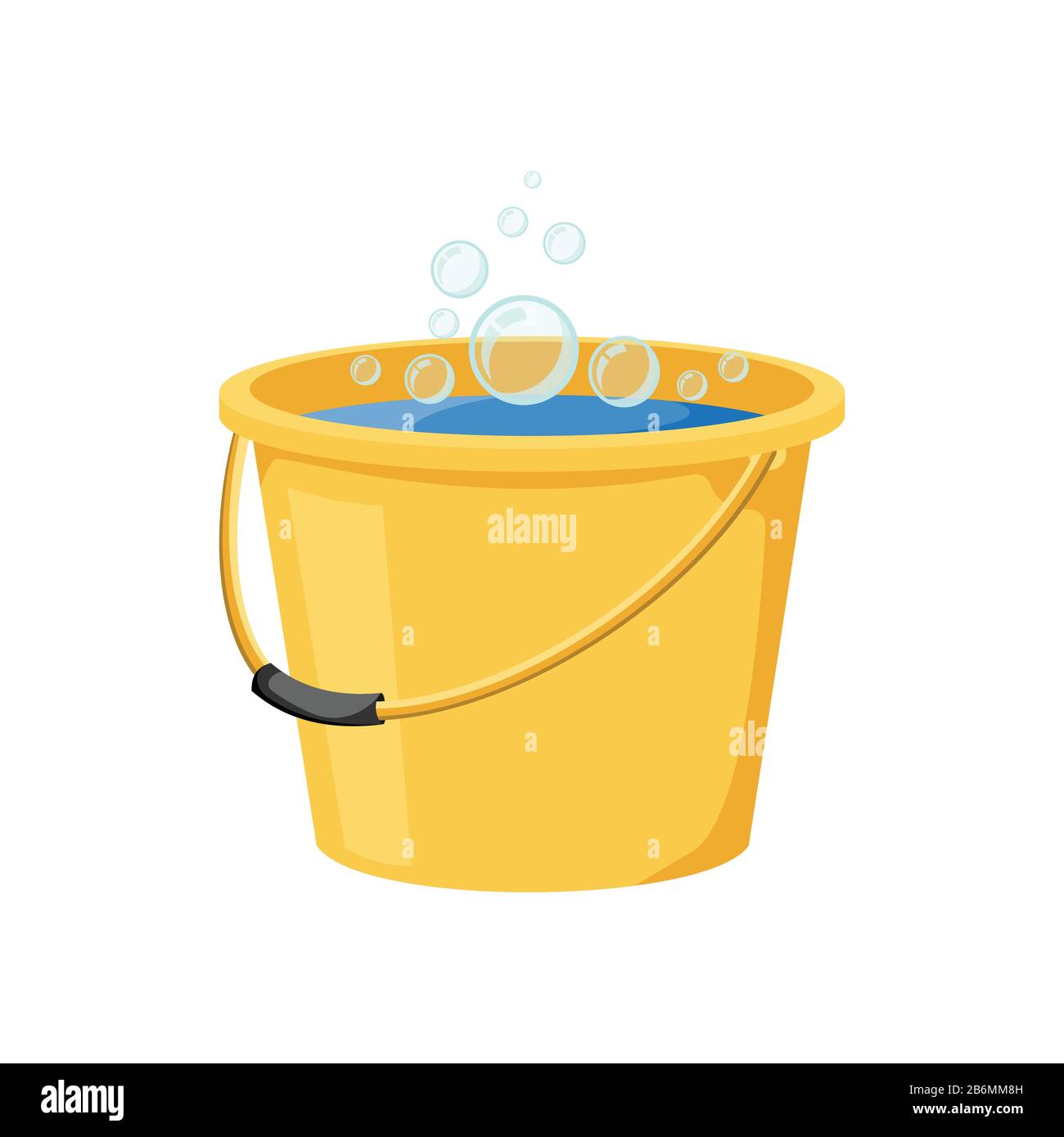 Cartoon plastic yellow bucket with water, house cleaning. Vector  illustration Stock Vector Image & Art - Alamy