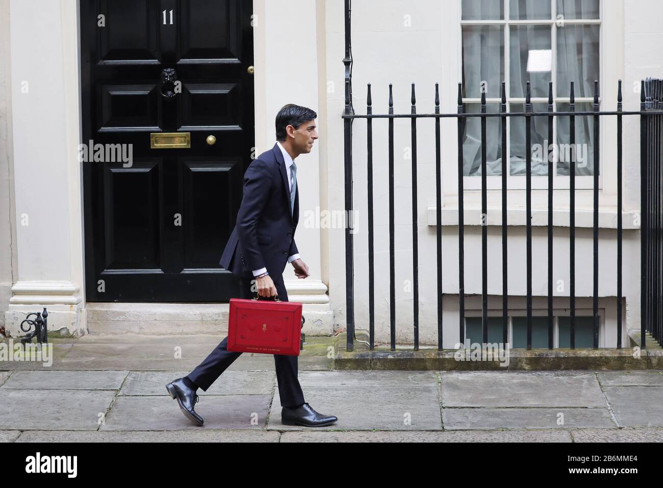 London, London, UK. 11th Mar, 2020. Rishi Sunak, Britain's Chancellor of the Exchequer, leaves 11 Downing Street to deliver his budget to Parliament, in London, Britain on March 11, 2020. Credit: Tim Ireland/Xinhua/Alamy Live News Stock Photo