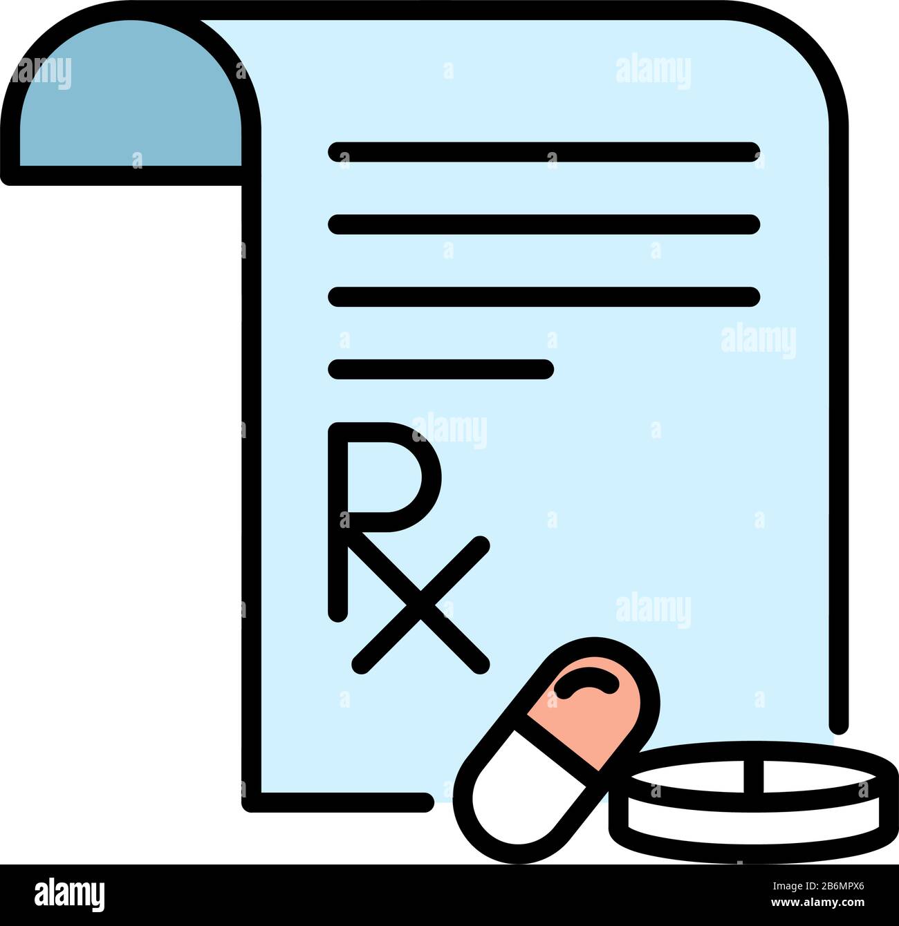 Medical prescription icon. Medicine doctor health care. Flat style illustration. Isolated on white background. Stock Vector