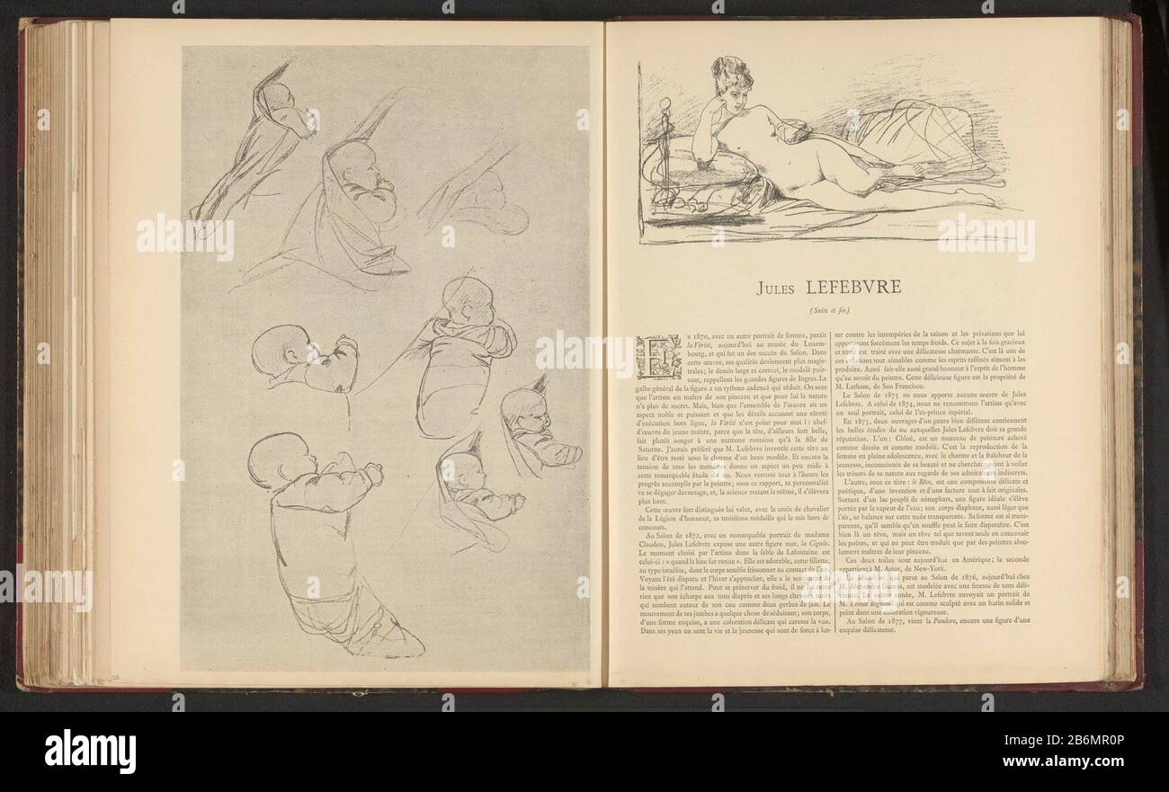 Fotoreproductie van acht schetsen door vermoedelijk Jules Joseph Lefebvre, voorstellend een slapende baby Picture Reproduction of eight sketches by presumably Jules Joseph Lefebvre, representing a sleeping baby object type: photo-mechanical print reproduction page Object number: RP-F-F25223-SB Manufacturer : manufacturer: anonymously to drawing of: Jules Joseph Lefebvre (possible) Dated: about 1876 - or for 1879 Material: paper Technique: autotypie Dimensions: print: h 327 mm × W 214 mm Subject: drawing, sketch infant, baby and Stock Photo