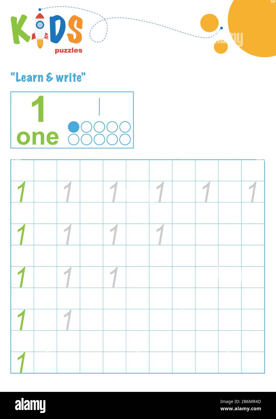 Learning numbers. Learn and write numbers. Easy colorful worksheet for ...