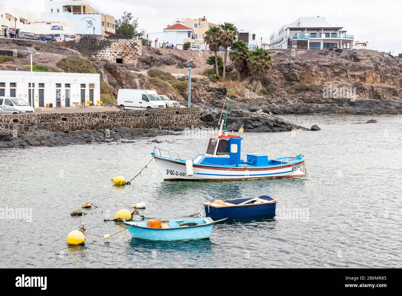 A fishing boat in the harbour at El Cotillo on the Canary Island of Fuerteventura Stock Photo