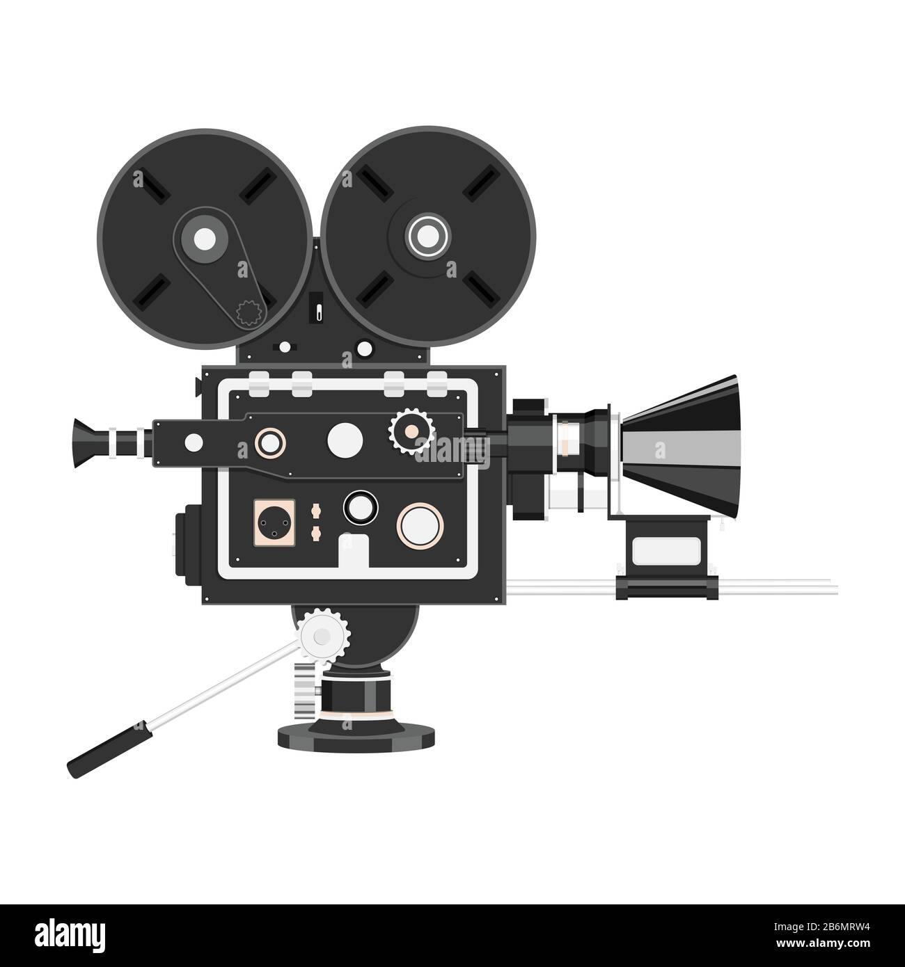 Realistic cinema camera. Vintage movie camera Stock Vector