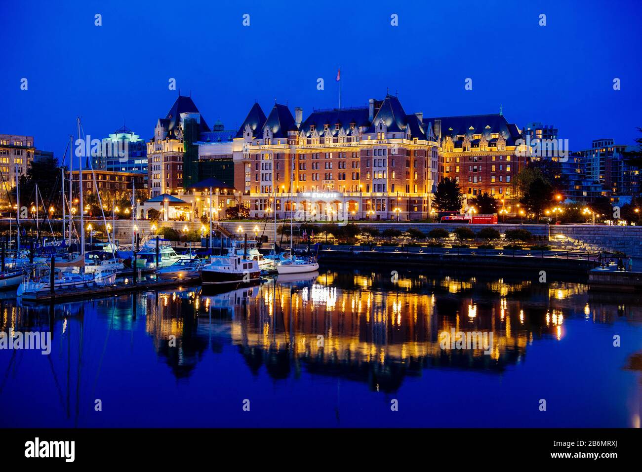 Empress Hotel at night, Victoria, British Columbia, Canada Stock Photo