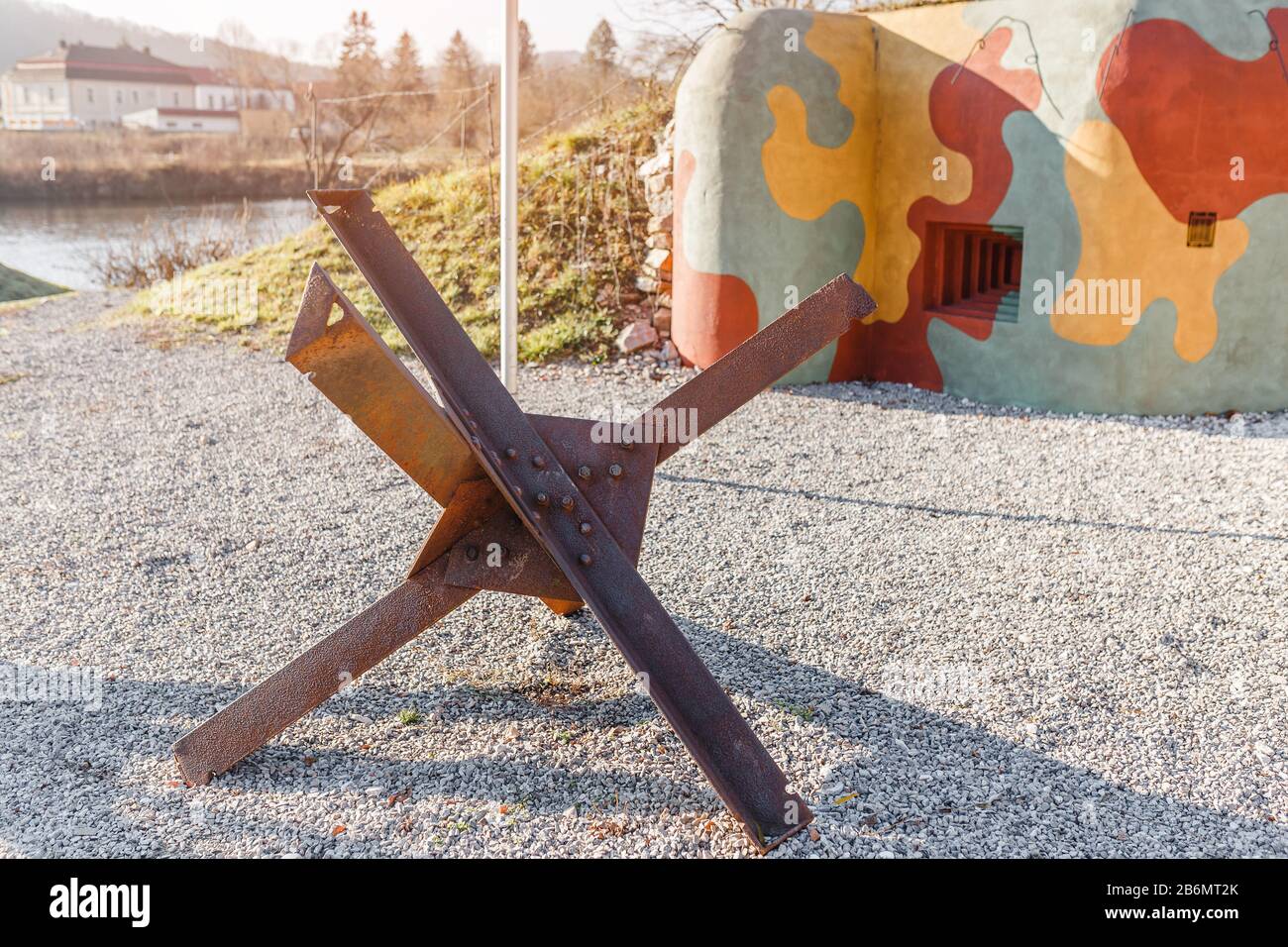 Fortified concrete modern military bunker painted in camouflage colors  Stock Photo - Alamy