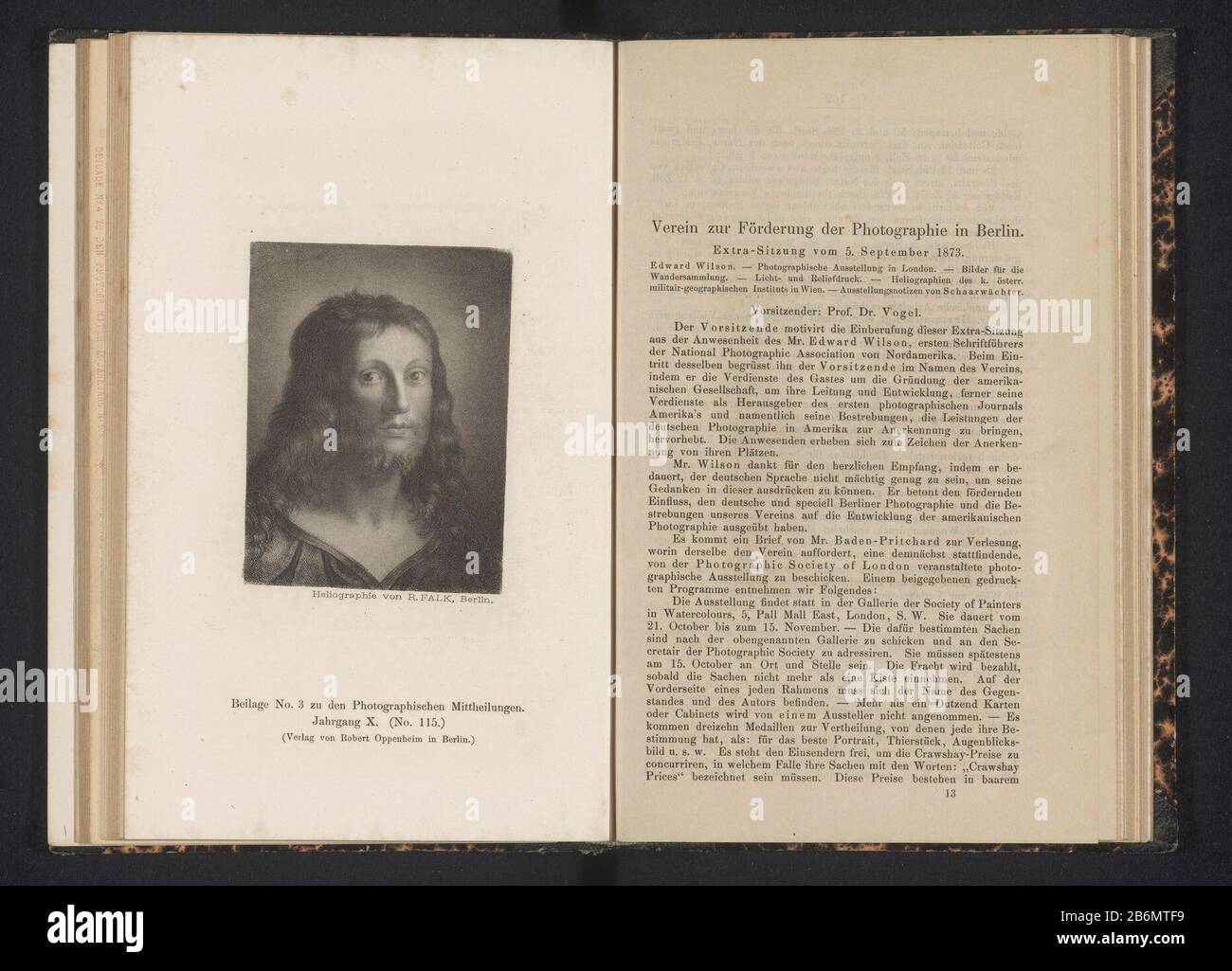 Fotoreproductie van een portret van een onbekende man Picture Reproduction of a portrait of an unknown man Object Type : photo-mechanical print page reproduction Object number: RP-F-2001-7-1184A-3 Inscriptions / Brands: inscription, recto, printed, 'Beilage 3 zu den Photographischen Mittheilungen / (...) Manufacture Creator: photographer: anoniemclichémaker R. Falk (listed property) designed by: anonymous publisher: Verlag von Robert Openheim (listed property) Place manufacture: Berlin Date: about 1868 - or for 1874 Material: paper technique: heliogravure dimensions: print: h 93 mm × W 71 mmTo Stock Photo