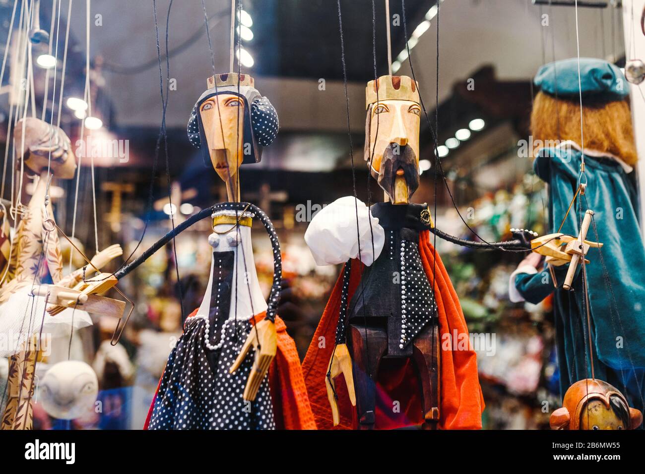 Colorful wooden puppets dolls in the shop Stock Photo Alamy