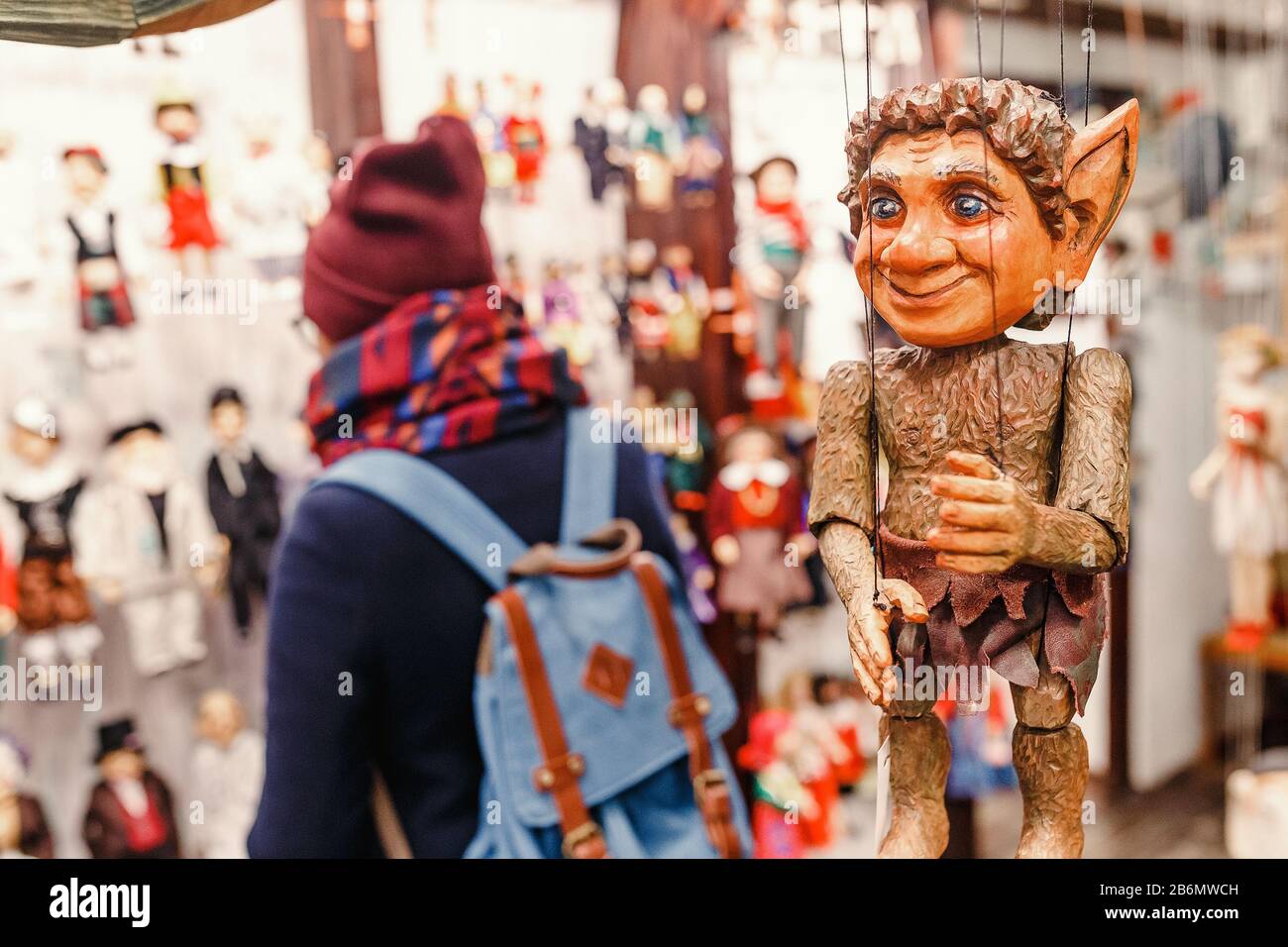 Colorful wooden puppets dolls in the shop Stock Photo Alamy