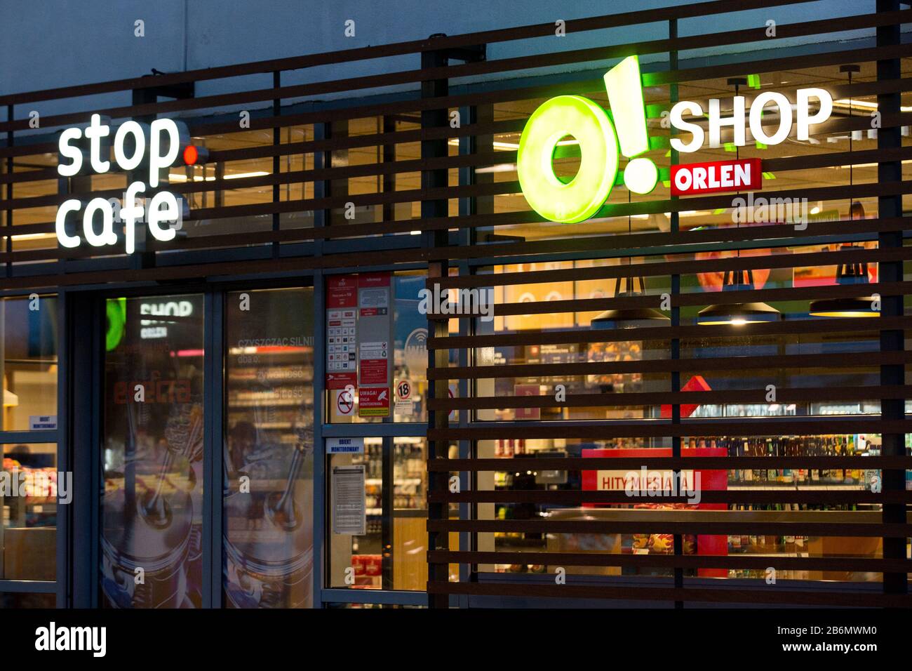 Stop Cafe and O! Shop seen at the Orlen petrol station Stock Photo Alamy