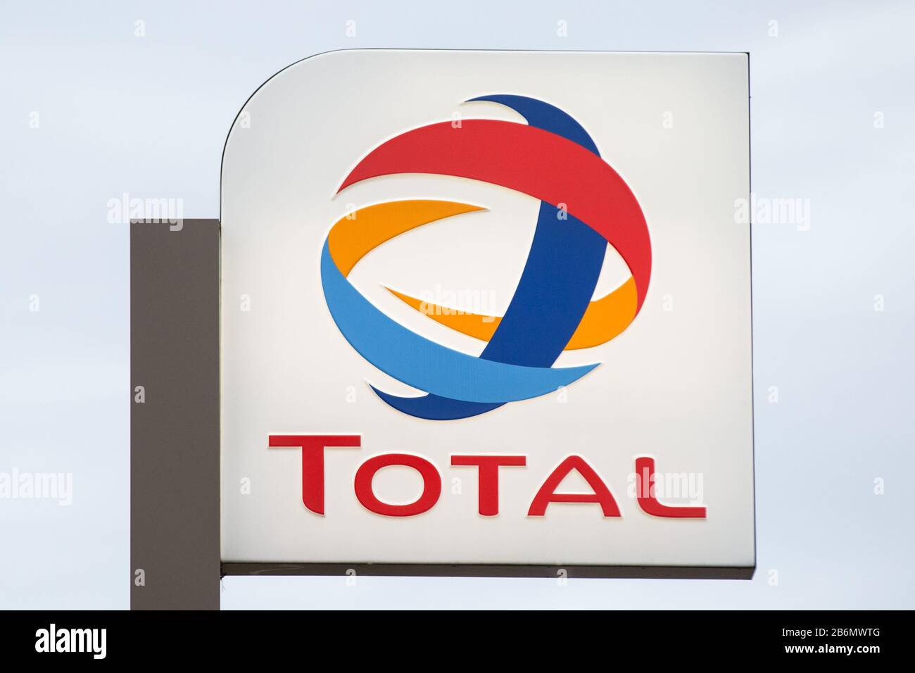 Total petrol station logo. Stock Photo