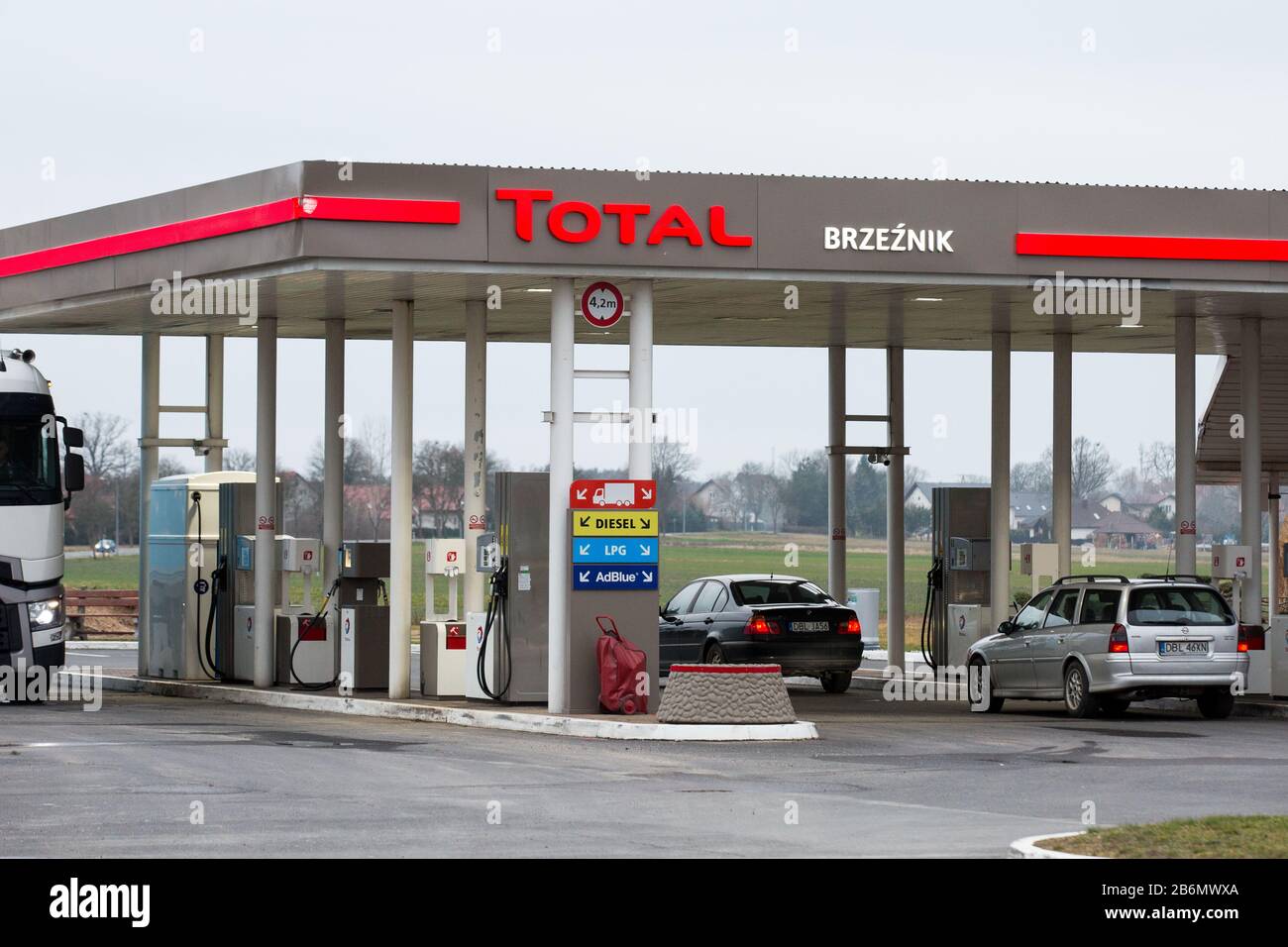 A general view of the Total petrol station. Stock Photo