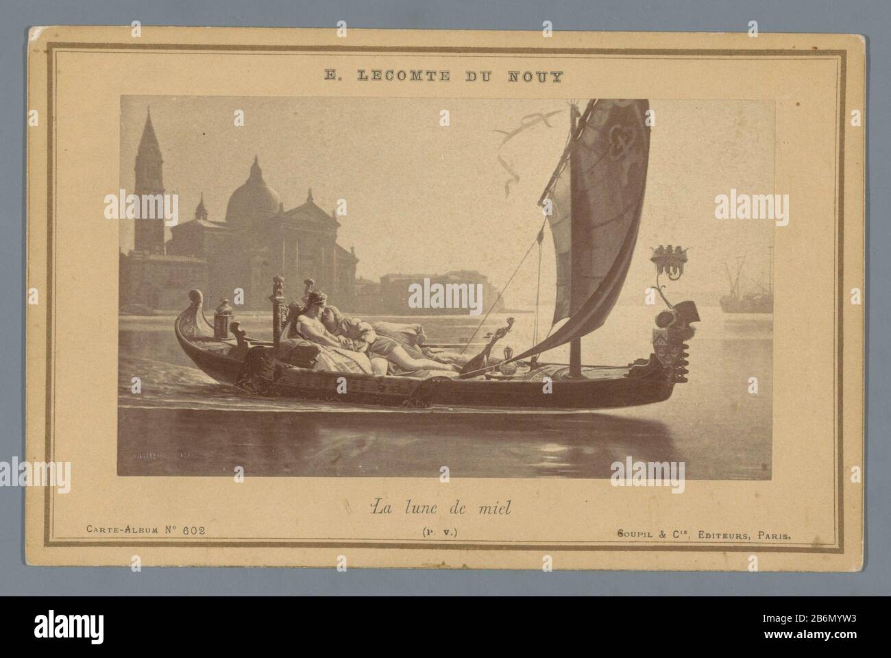 Photo Reproduction Of A Painting Of A Boat With Two Lovers In