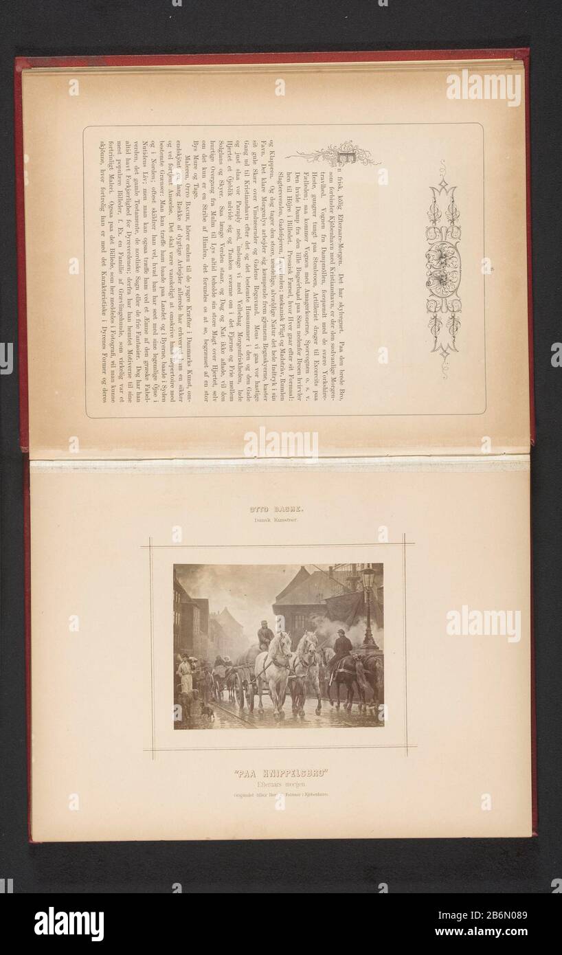 Fotoreproductie van een schilderij van paard en wagen op een weg in een  stad door Otto
