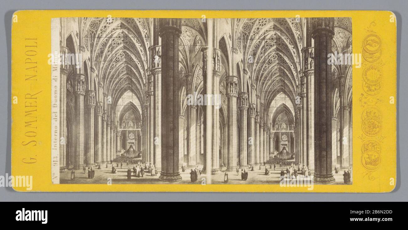 Fotoreproductie van een tekening van het interieur van de Dom van Milaan Interno del Duomo di Milano (titel op object) Photo Reproduction of a drawing of the interior of the Cathedral MilaanInterno del Duomo di Milano (title object) Property Type: Stereo photo reproduction Item number: RP-F F06785 Inscriptions / Brands: number, recto, printed: 'No. . 913.'opschrift, verso, hand-written, 'Milan: Dom' Manufacturer : photographer: Giorgio Sommer (indicated on object) to drawing of: anonymous location manufacture: photographer: Naples In drawing: Milan Dating: ca. 1860 - ca. 1880 Material: photo p Stock Photo