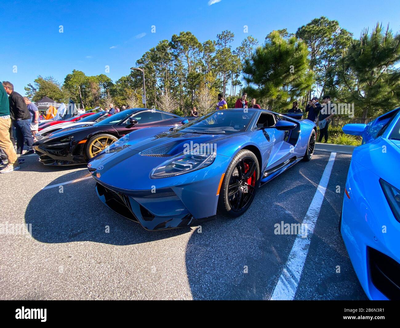 Orlando, FL/USA3/1/20 A Ford GT automobile in a free to the public Cars and Coffee car show