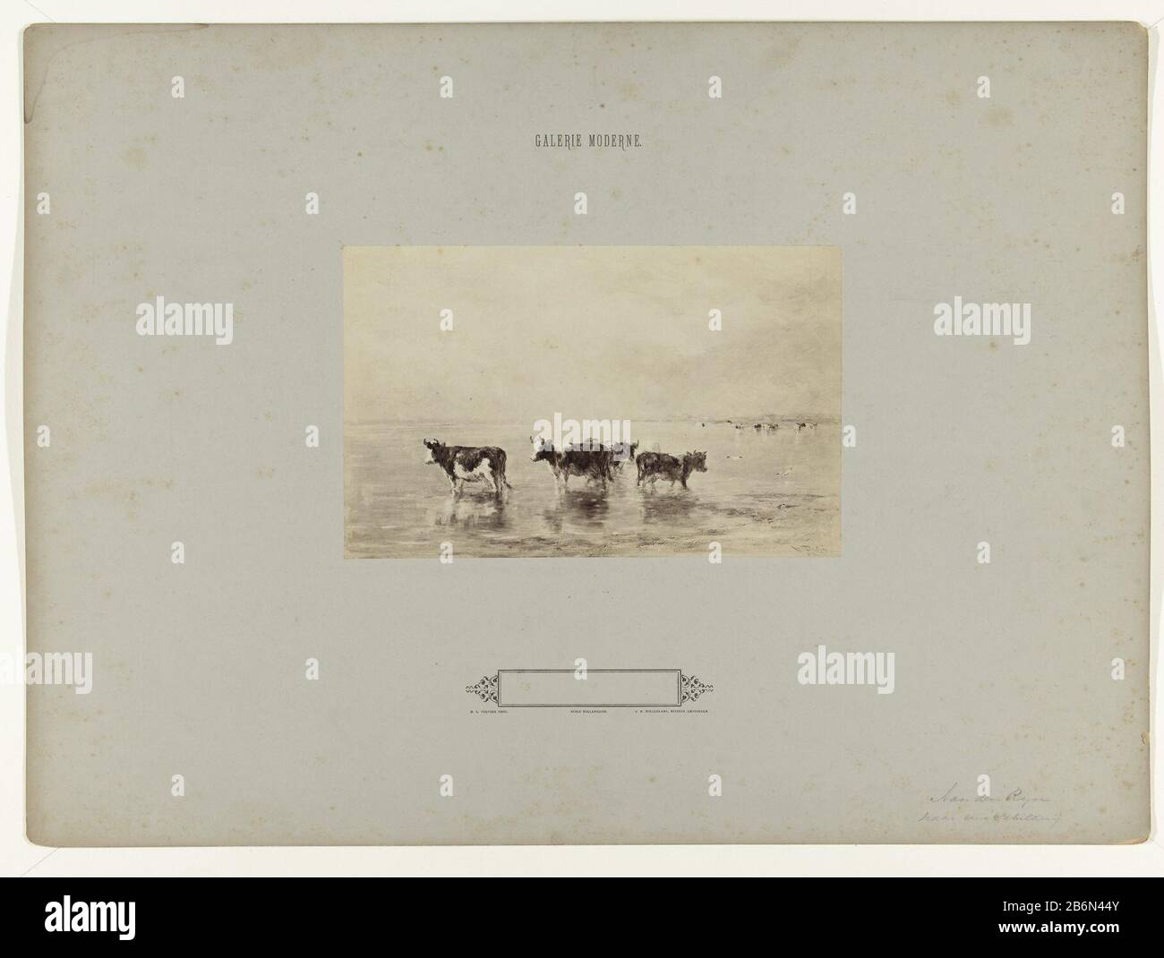 Fotoreproductie van schilderij Landschap met koeien in het water Galerie  Moderne (serietitel) Photo Reproduction of painting