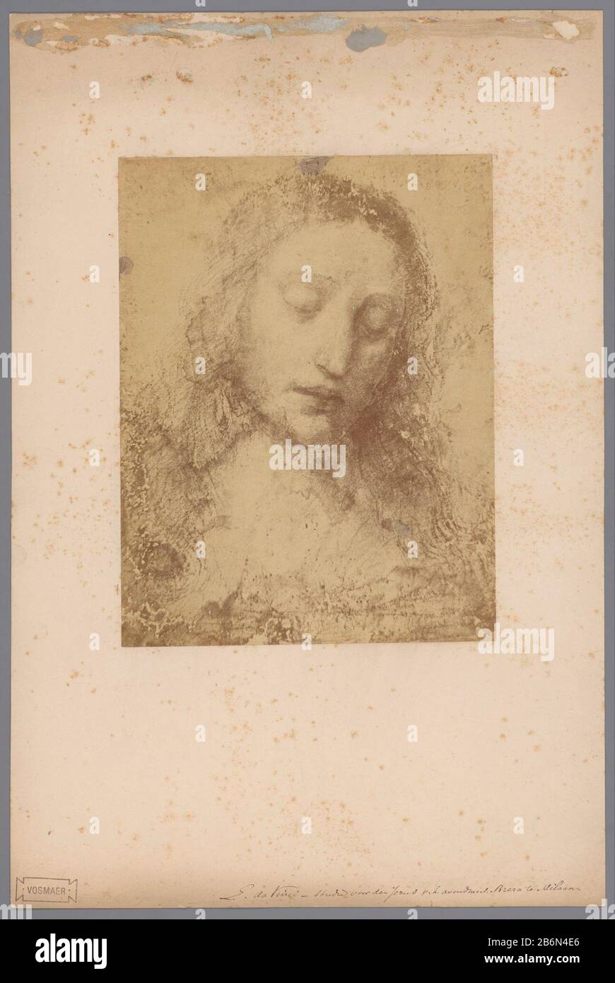 Fotoreproductie Van Tekening Hoofd Van Jezus Voorstudie Voor Fresco Het Laatste Avondmaal Door Leonardo Da Vinci