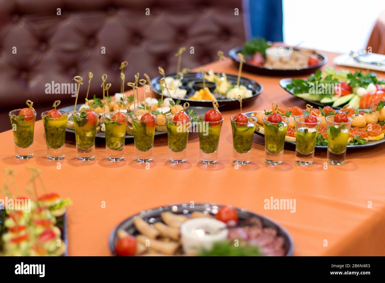 Kanape Cold Appetizers Pierced By Chopsticks On The Table The Table Is Served For A Light Lunch Russia Stock Photo Alamy