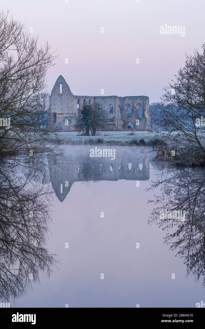 The ruins of Newark Priory on the banks of the River Wey near Pyrford