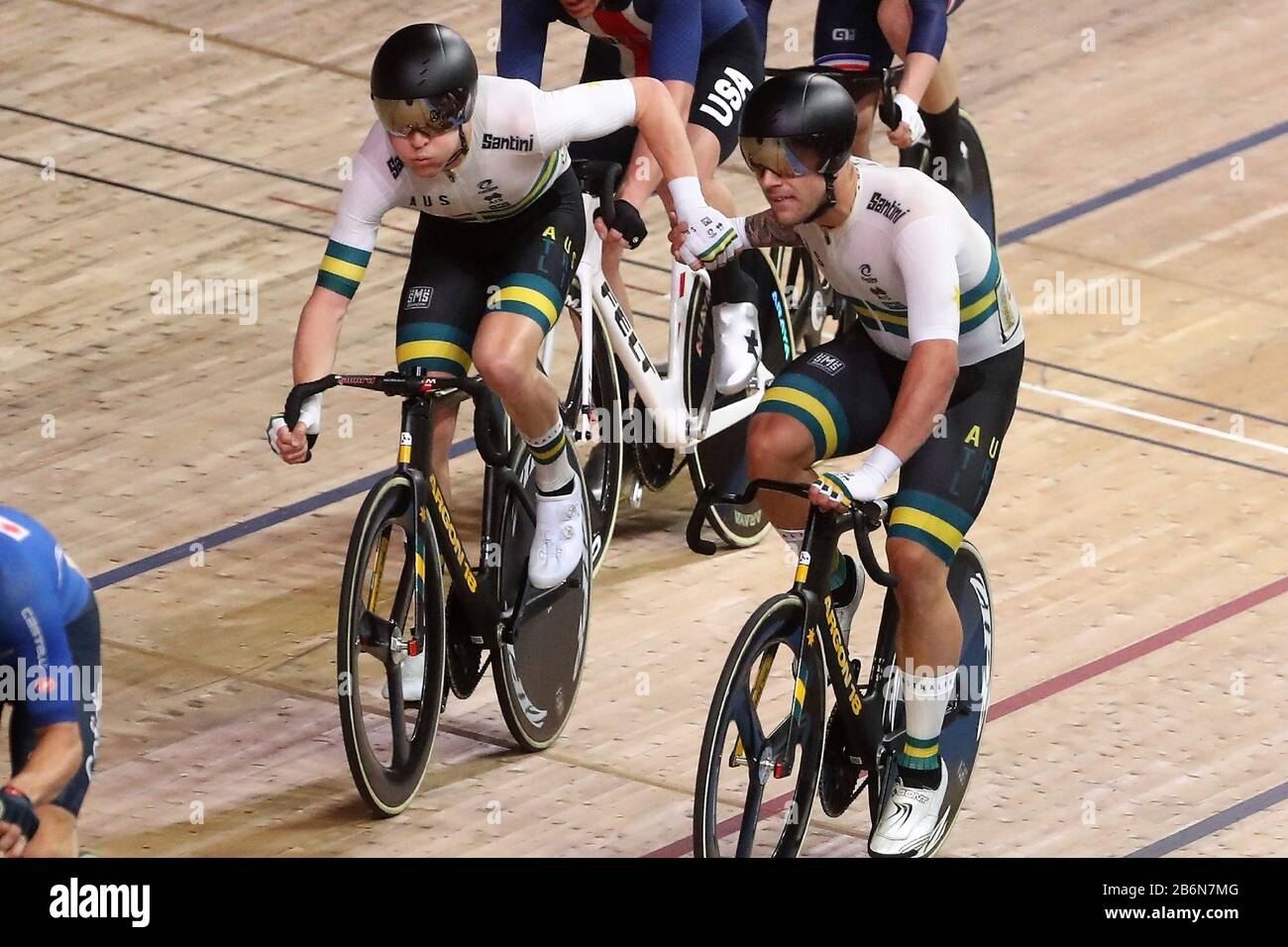 Sam Welsford And Cameron Meyer Of Australia Men S Madison During The 2020 Uci Track Cycling World