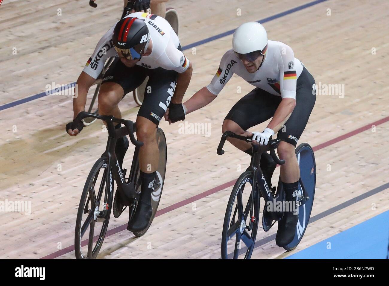 Roger Kluge and Theo Reinhardt of Germany Men's Madison during the 2020 ...