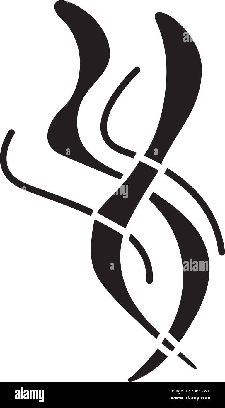 Wind blow black glyph icon. Cold fresh air swirl. Good smell, perfume