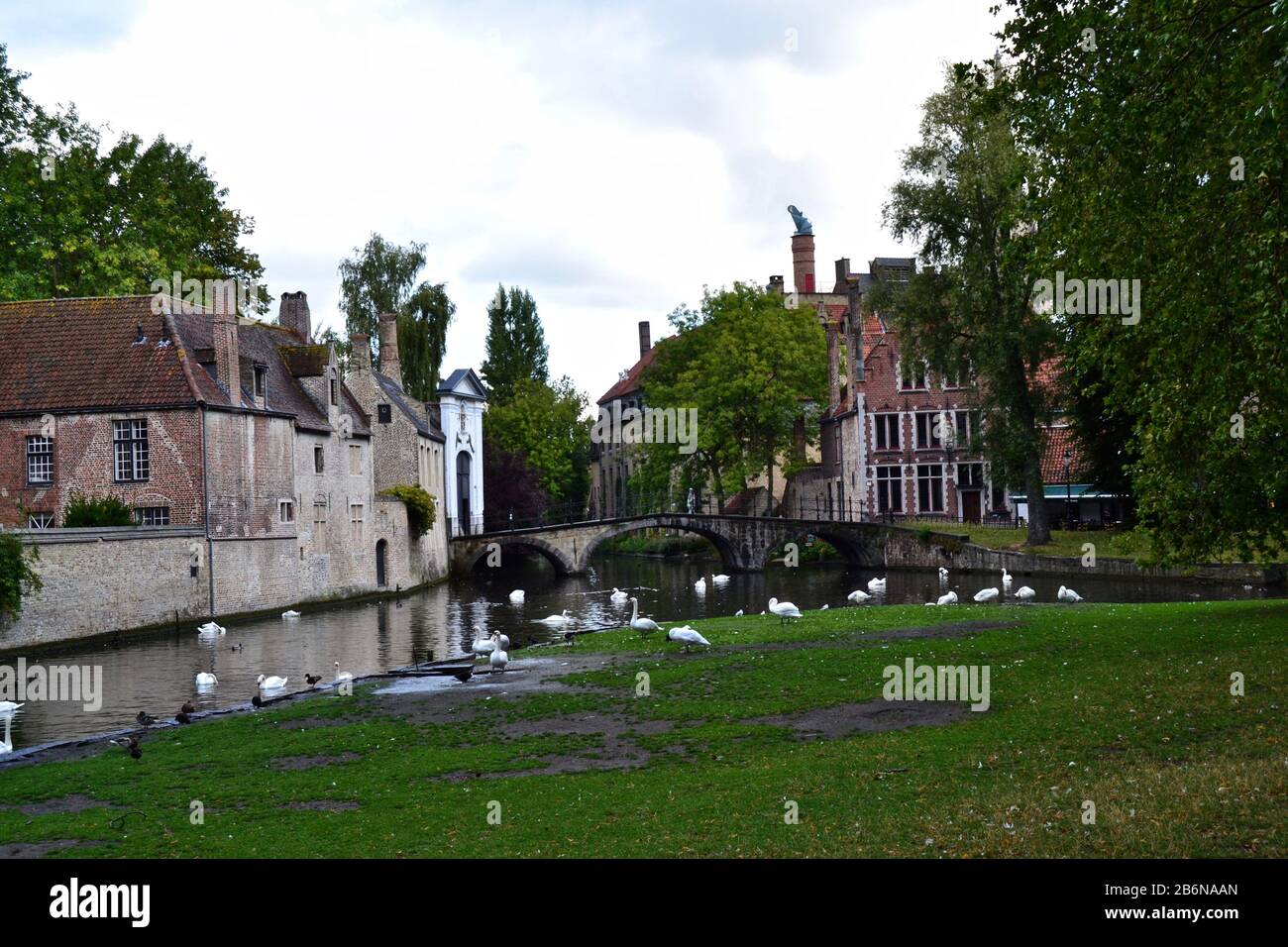 Minnewaterpark, Bruges, Belgium Stock Photo
