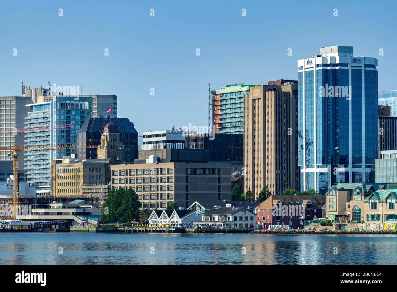 View from the Dartmouth side of Halifax Harbour, Nova Scotia, Canada, facing the waterfront of the city of Halifax. Stock Photo