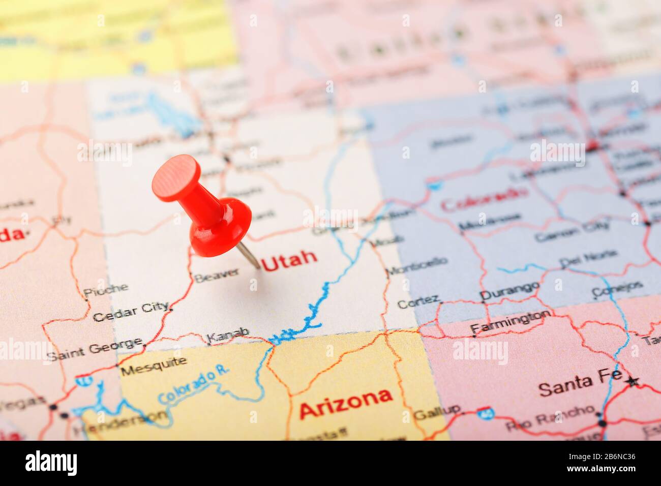 Red Clerical Needle On A Map Of Usa Utah And The Capital Salt