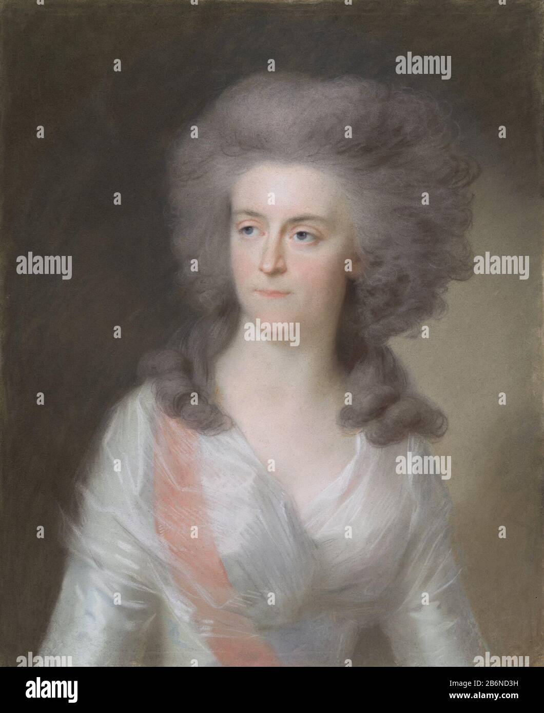 Frederika Sophia Wilhelmina (Wilhelmina 1751-1820), prinses van Pruisen Echtgenote van prins Willem V, SK-A-409  Portrait of Frederika Sophia Wilhelmina (Wilhelmina, 1751-1820), Princess of Prussia. Wife of Prince William V. With Half length, to the left. Is part of a series of nine portraits of princes and princesses of the House of Orange-Nassau (SK-A-408/416). Part of the collection pastels. Manufacturer : artist Johann Friedrich August Tischbein Dating: 1785 - 1795 Physical features: pastel on vellum material: Parchment Technique: pastel dimensions: Clearance dimensions: h 63 cm. (Oval) × Stock Photo