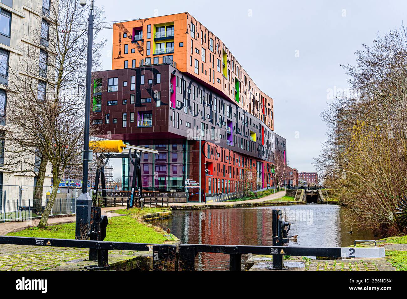 Chips Building and Ashton Canal, New Islington, Manchester Stock Photo