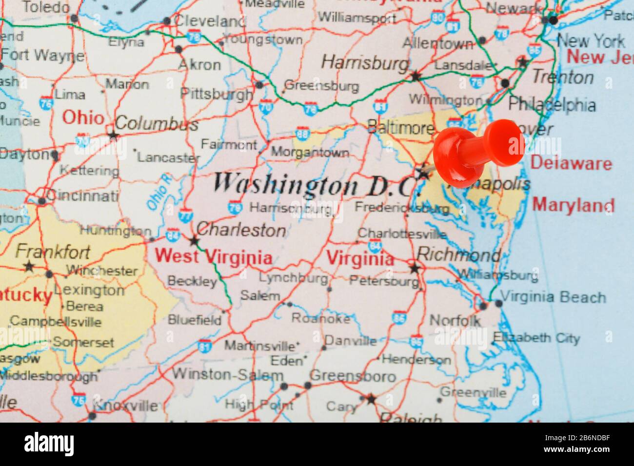 Washington Dc On Map Of Usa Red clerical needle on the map of USA, South Washington, DC and 