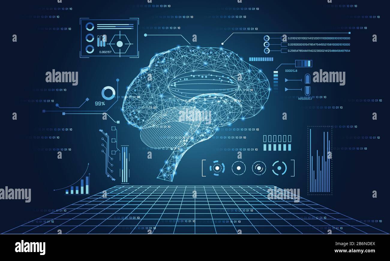 abstract technology ui futuristic concept brain hud interface hologram ...