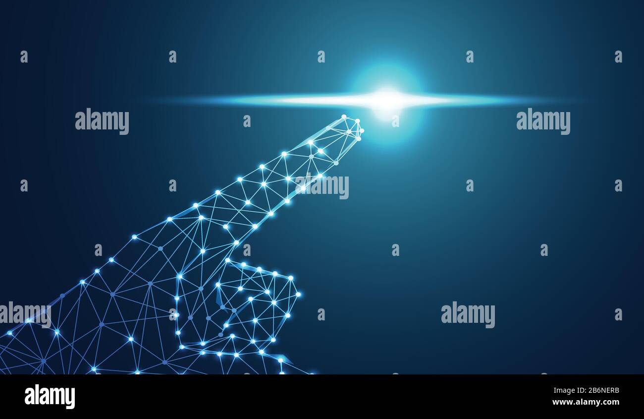 Abstract hand wireframe digital technology concept The finger is ...