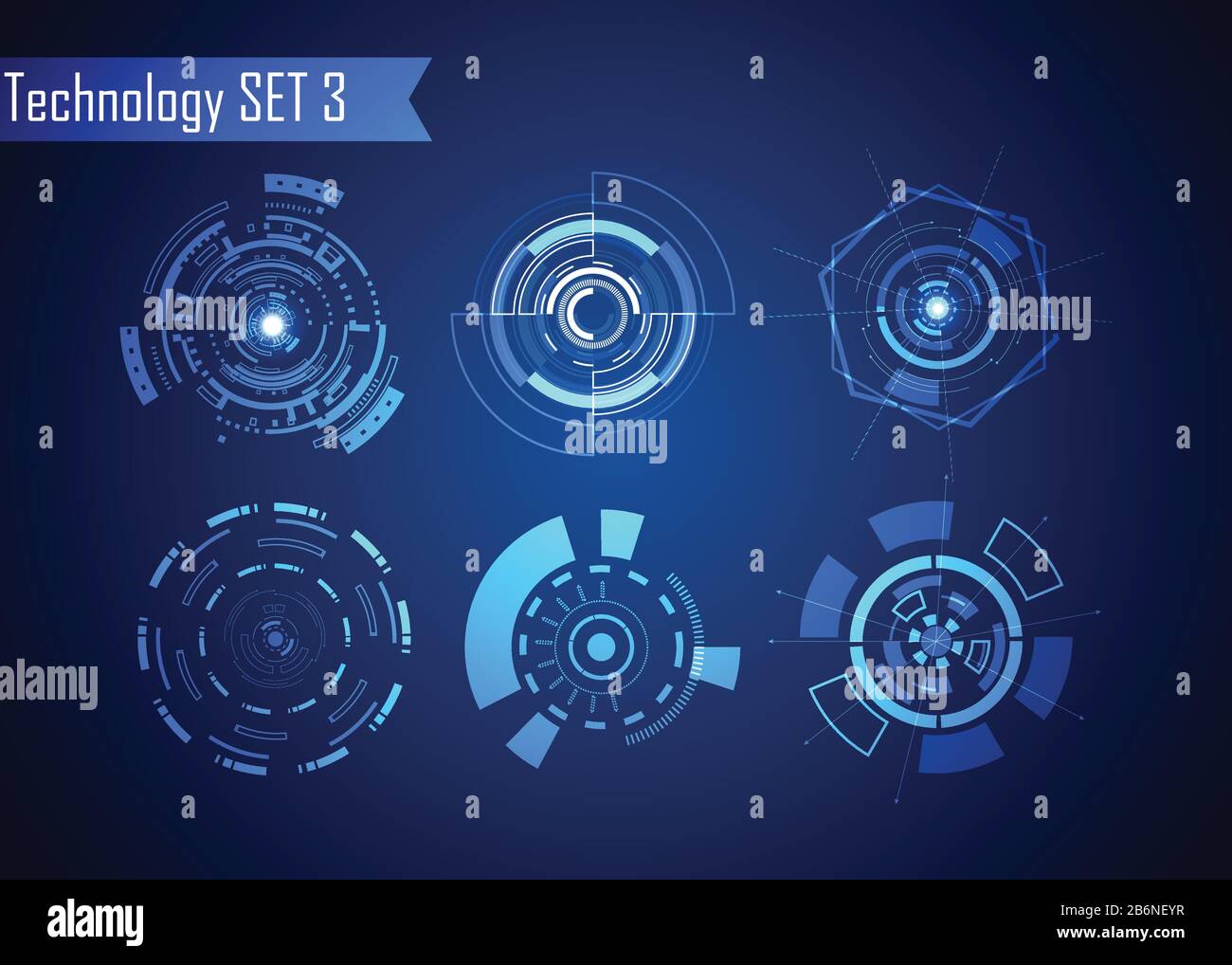 Set of Circle Abstract Digital Technology UI Futuristic HUD Virtual ...