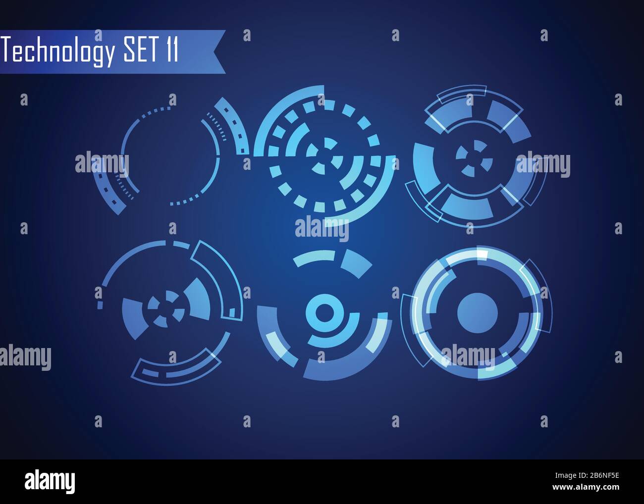 Set of Circle Abstract Digital Technology UI Futuristic HUD Virtual ...